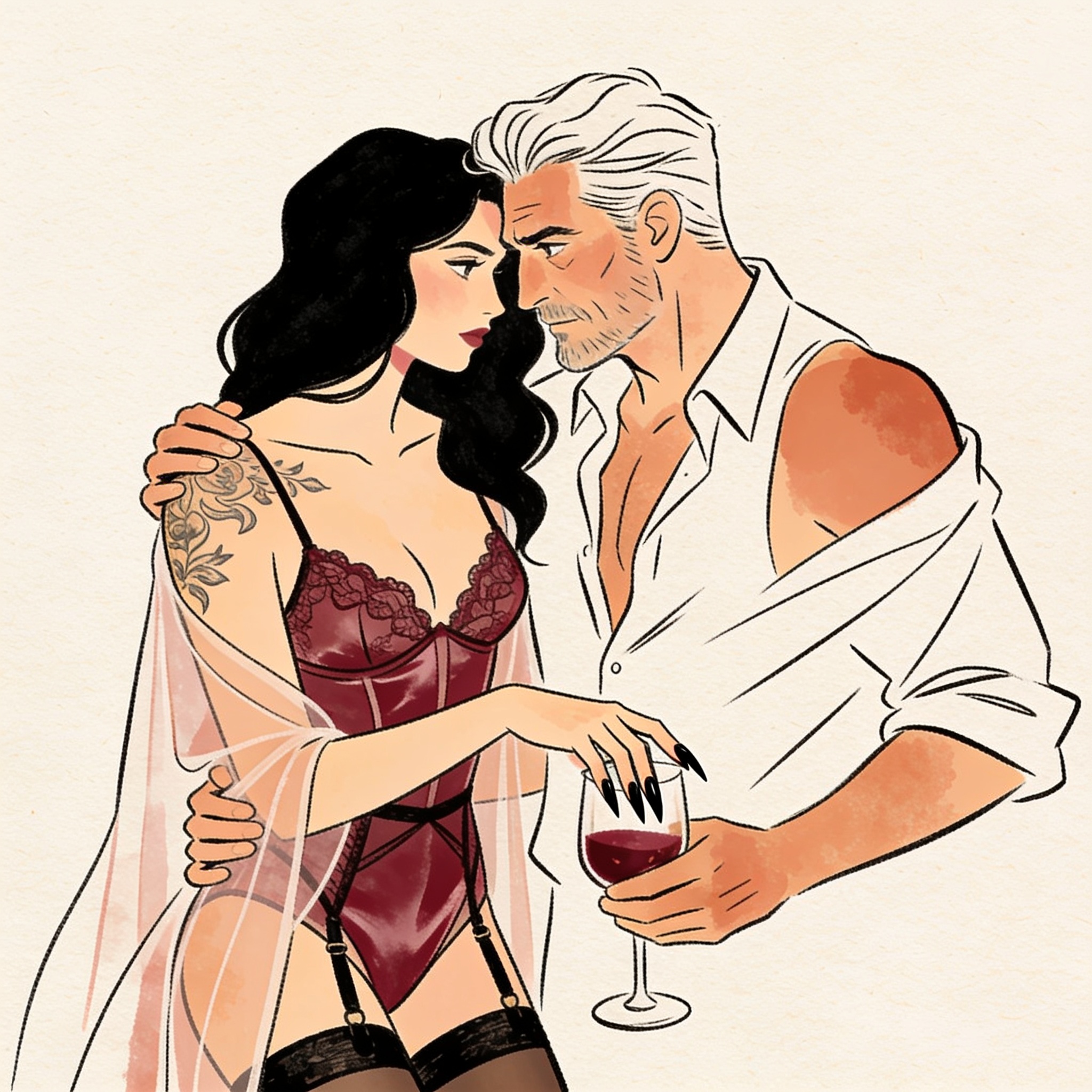 A tense moment of unconsummated desire in a crowded tavern.