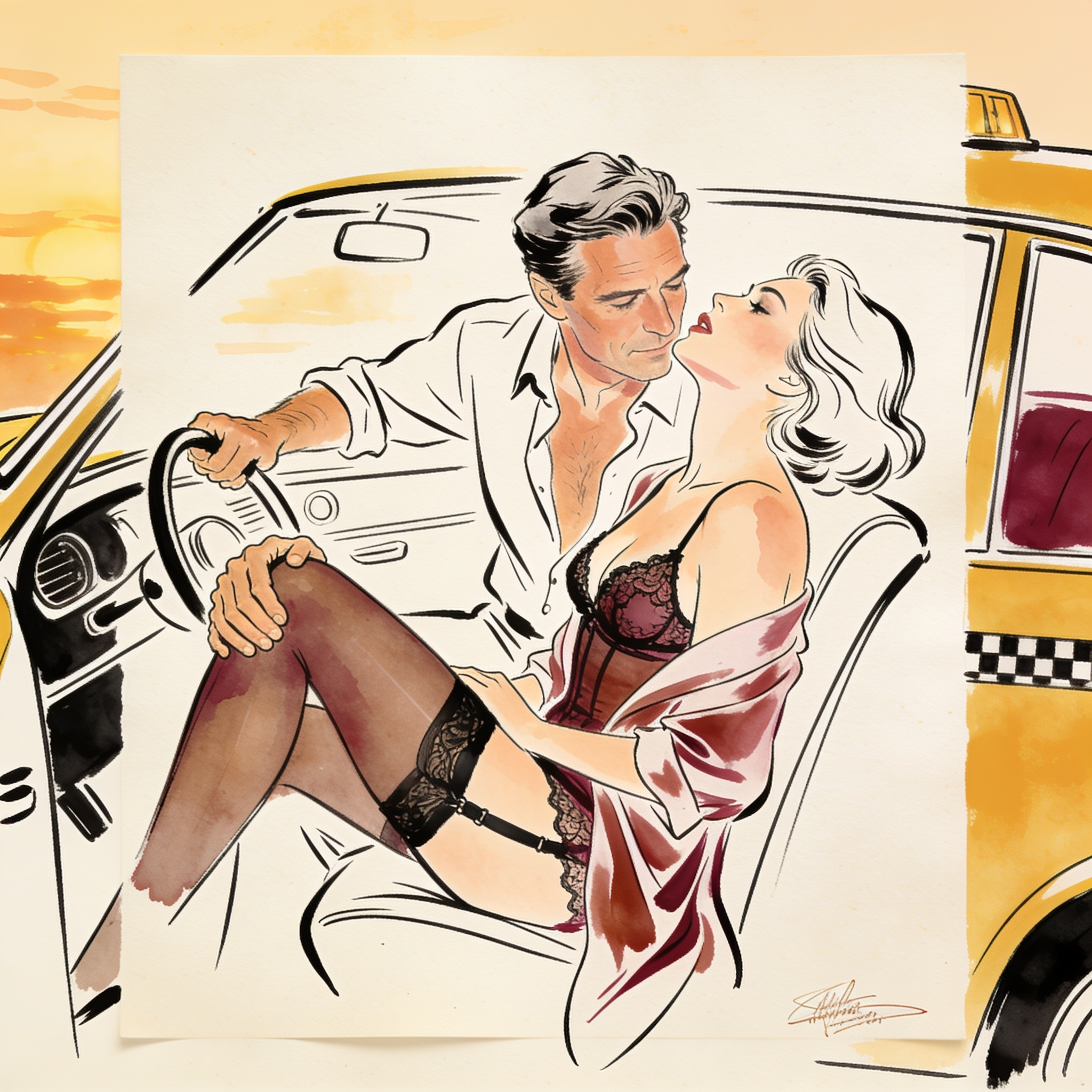 A man helps a woman into a truck, their intimate gaze charged with tension.